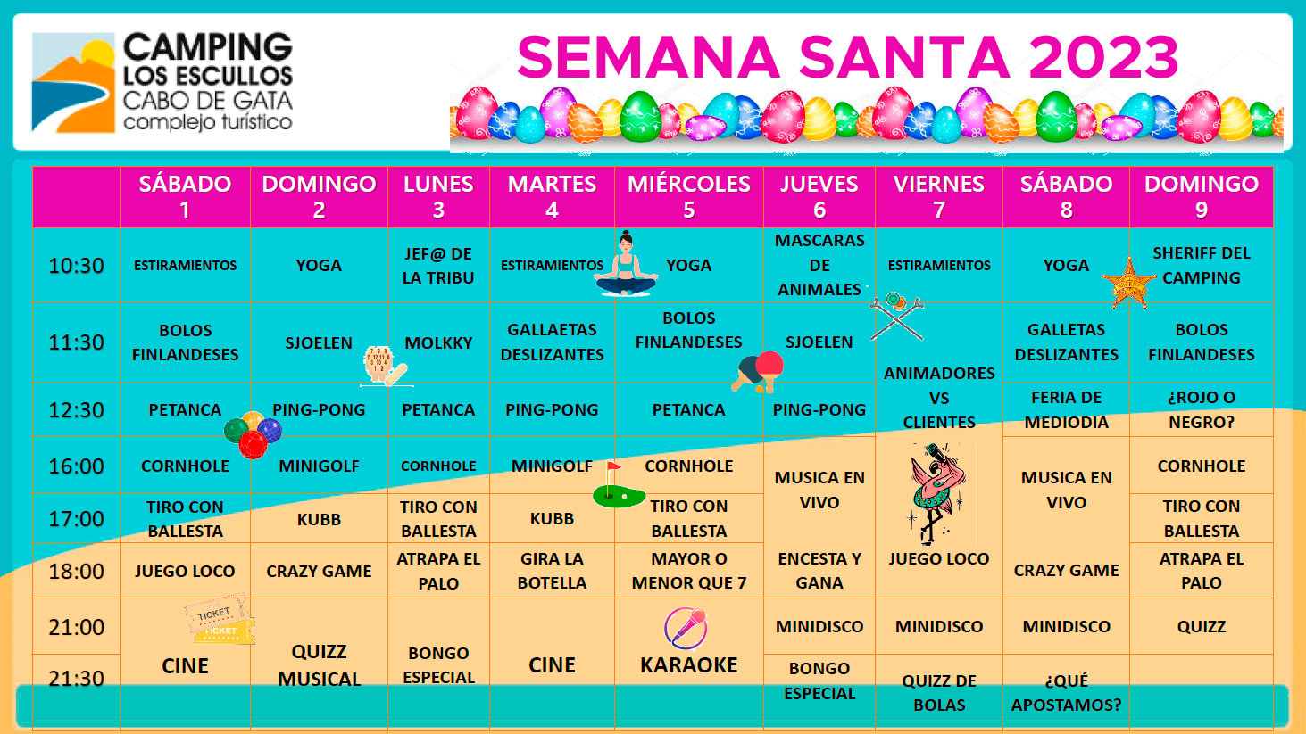 Actividades Semana Santa 2023 Camping Los Escullos