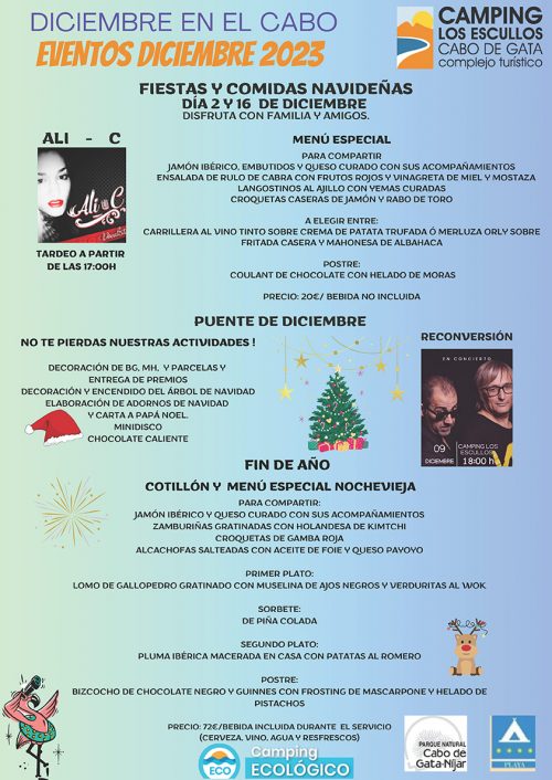 Eventos Diciembre 2023 - Camping Los Escullos